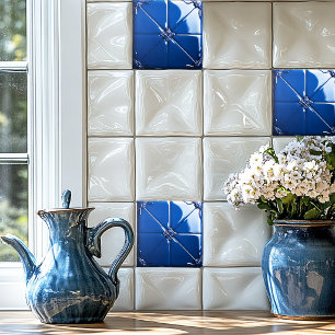 Carreau de céramique Art Déco bleu foncé