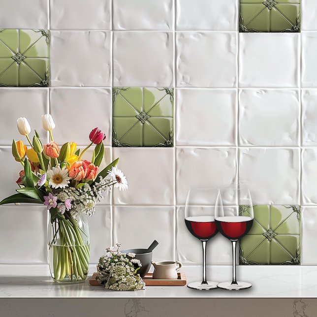 Carreau de céramique Art Déco Vert Sauge (Créateur téléchargé)