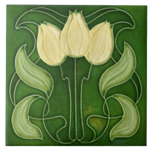 Carreau de céramique Art Nouveau - Aspect vintage
