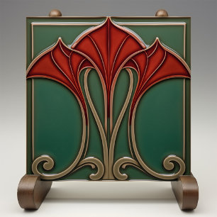 Carreau de céramique Art Nouveau Crimson Flare