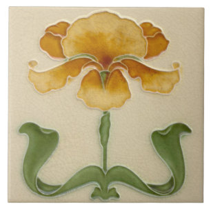 Carreau de céramique Art Nouveau - Fleur de moutar