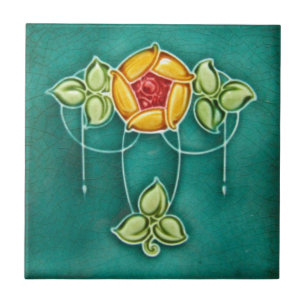 Carreau de céramique - Art nouveau floral vintage