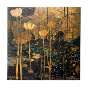 Carreau de céramique Art nouveau floral vintage