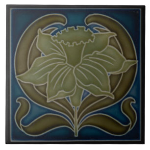Carreau de céramique - Art nouveau narcisse unique
