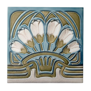 Carreau de céramique - Art nouveau tulipes blanche