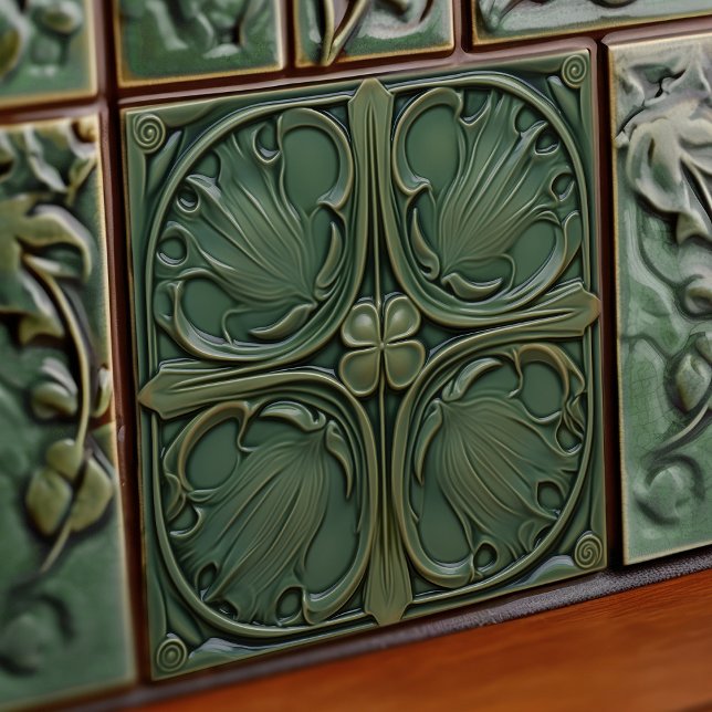 Carreau de céramique Art Nouveau Verdant Symphony (Créateur téléchargé)