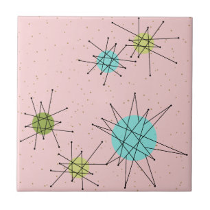 Carreau de céramique atomique iconique rose de