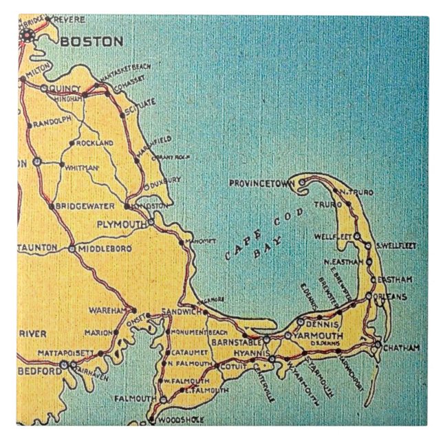 Carreau de céramique avec carte ancienne de Cape C (Devant)