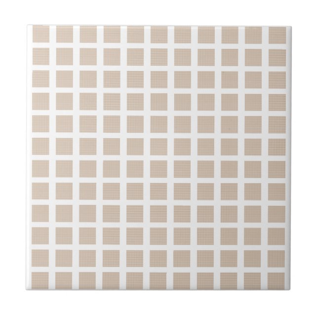 Carreau de céramique beige à rayures carrées (Devant)