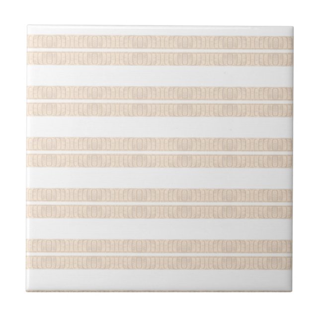 Carreau de céramique beige à rayures Chic Classiqu (Devant)