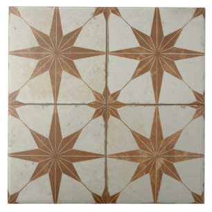 Carreau de céramique - Beige Étoile Burst