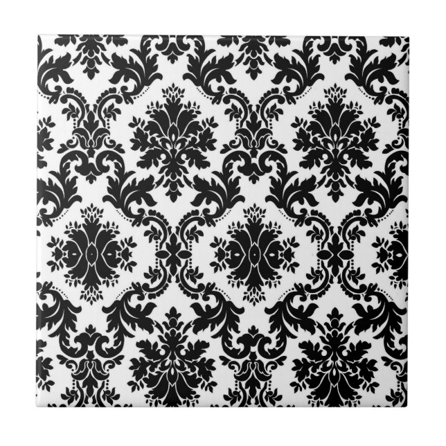 Carreau de céramique blanc et noir (Devant)