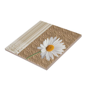 Carreau de céramique Blanche Fleur de Daisy