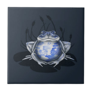 Carreau de céramique bleu de grenouille de Taureau