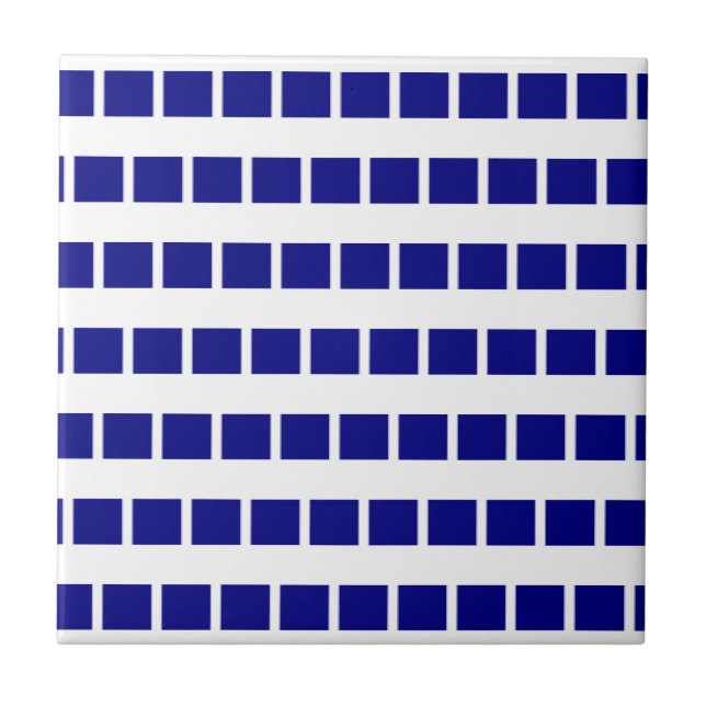 Carreau de céramique bleu et blanc à rayures à car (Devant)