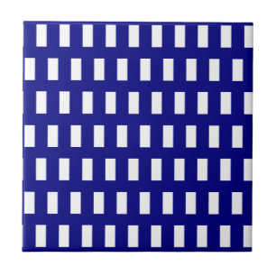 Carreau de céramique bleu et blanc à rayures à car