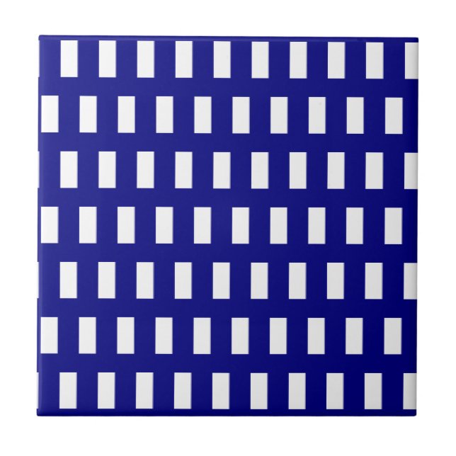 Carreau de céramique bleu et blanc à rayures à car (Devant)