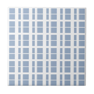 Carreau de céramique bleu et blanc à rayures carré