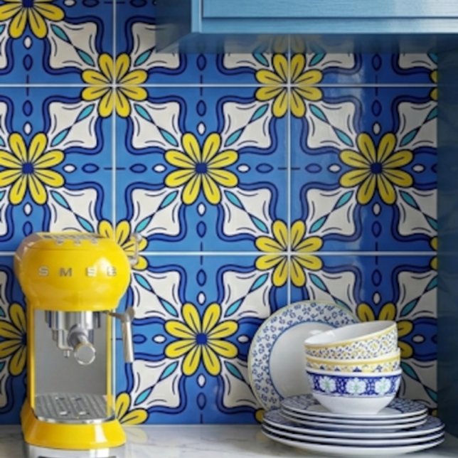 Carreau de céramique bleu et jaune (Créateur téléchargé)