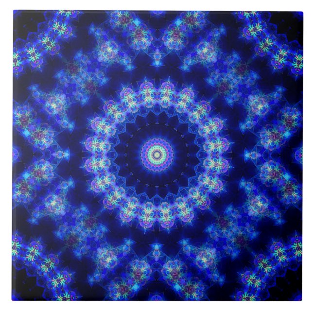 Carreau de céramique bleu et noir (Devant)