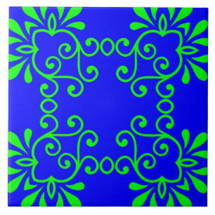 Carreau de céramique bleu et vert