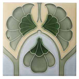 Carreau de céramique - Bordure florale Art nouveau