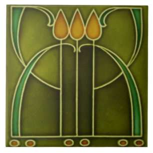Carreau de céramique - Bordure Trois Tulipes Art N