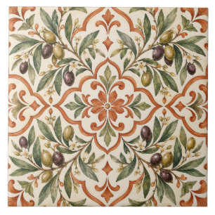 Carreau de céramique Branche d'olive méditerranéen
