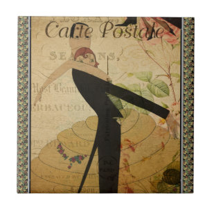 Carreau de céramique carte postale française