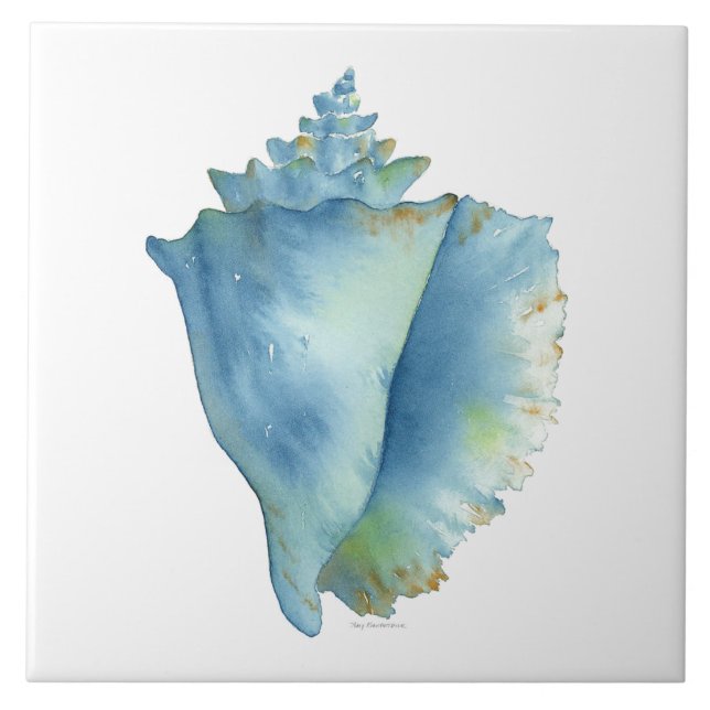 Carreau de céramique - Coquille de conque bleue (Devant)