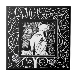 Carreau de céramique d'ange vintage de Beardsley