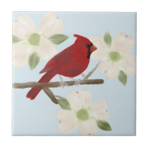 Carreau de céramique d'aquarelle de cardinal et d