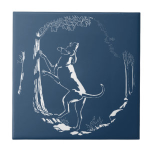 Carreau de céramique d'art de chien de chasse déco