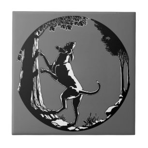Carreau de céramique d'art de chien de limier déco
