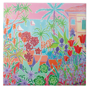 Carreau de céramique d'art : Joanne courte, d'Azur