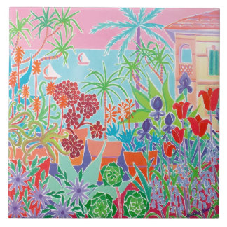 Carreau de céramique d'art : Joanne courte, d'Azur