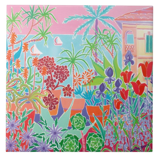 Carreau de céramique d'art : Joanne courte, d'Azur (Devant)