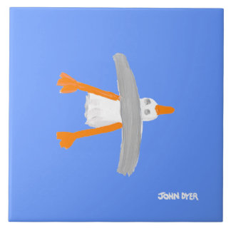 Carreau de céramique d'art : Mouette de vol de
