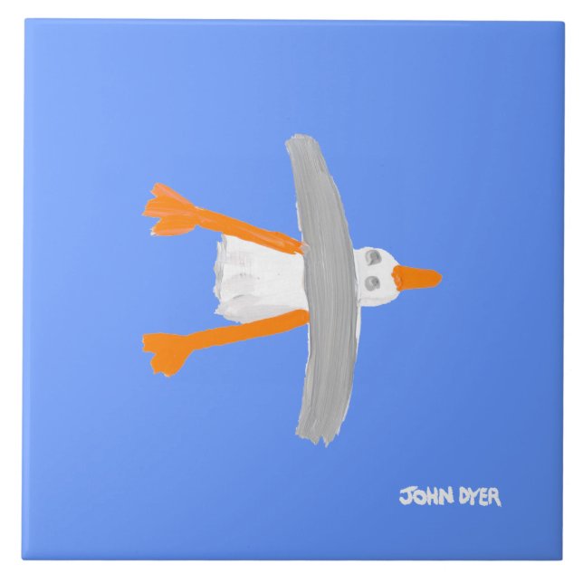 Carreau de céramique d'art : Mouette de vol de (Devant)