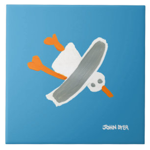 Carreau de céramique d'art : Mouette de vol de