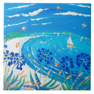 Carreau de céramique d'art : Vue de bleu de Scill