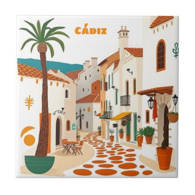 Carreau de céramique de Cadix Andalousie Espagne (Devant)