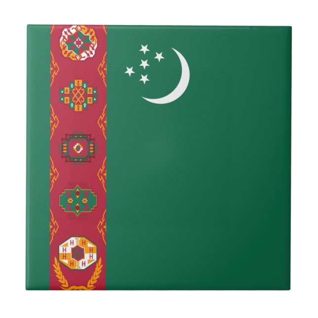 Carreau de céramique de drapeau du Turkménistan (Devant)