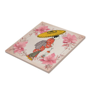 Carreau de céramique de femme asiatique
