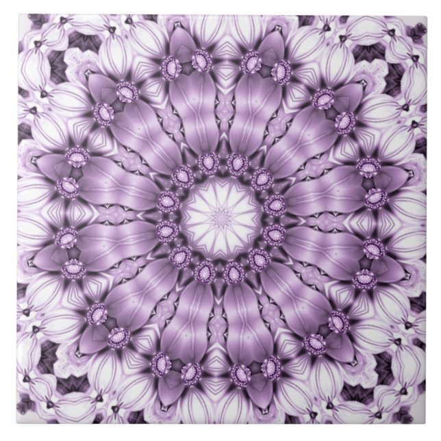 Carreau de céramique de fleurs violettes élégantes (Devant)