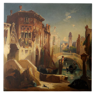 Carreau de céramique de gondole de bateau de canal