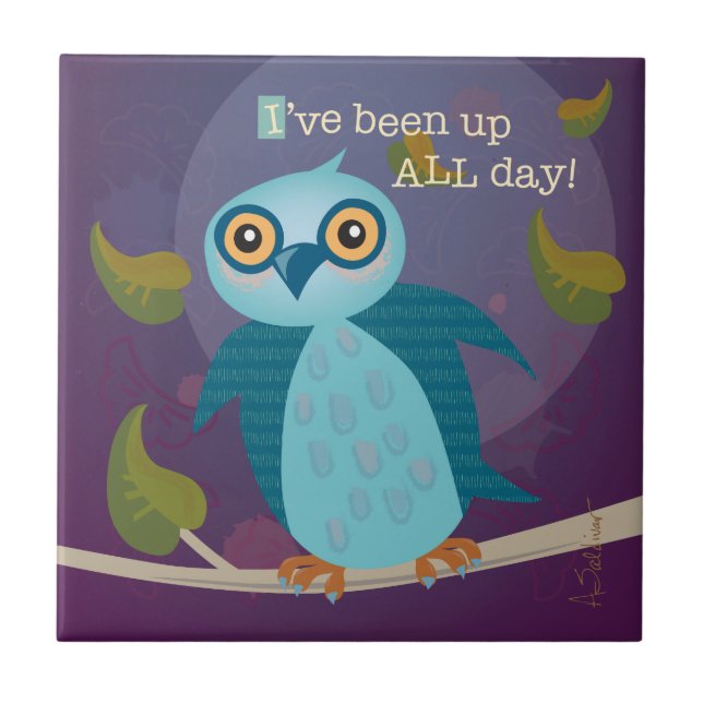 Carreau de céramique de hibou avec les yeux (Devant)