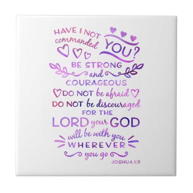 Carreau de céramique de Joshua de 1:9 d'écriture (Devant)