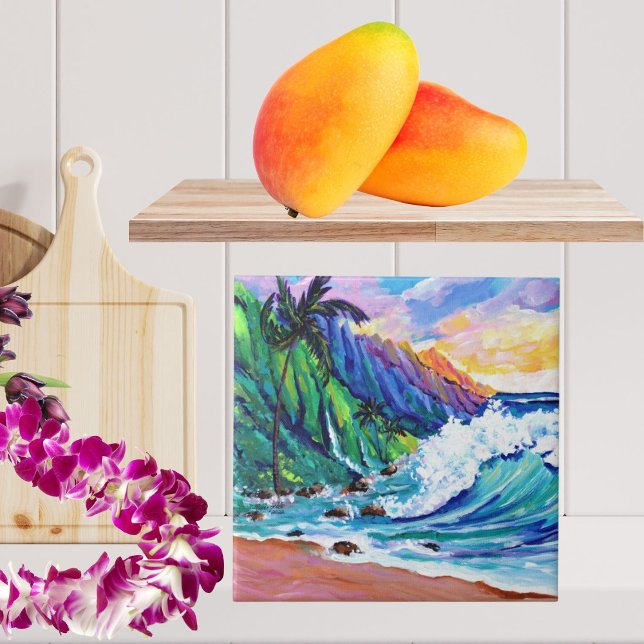 Carreau de céramique de la côte tropicale hawaïenn (Créateur téléchargé)