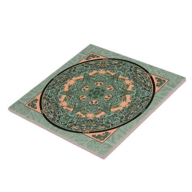 Carreau de céramique de mandala de feuille de (Côté)